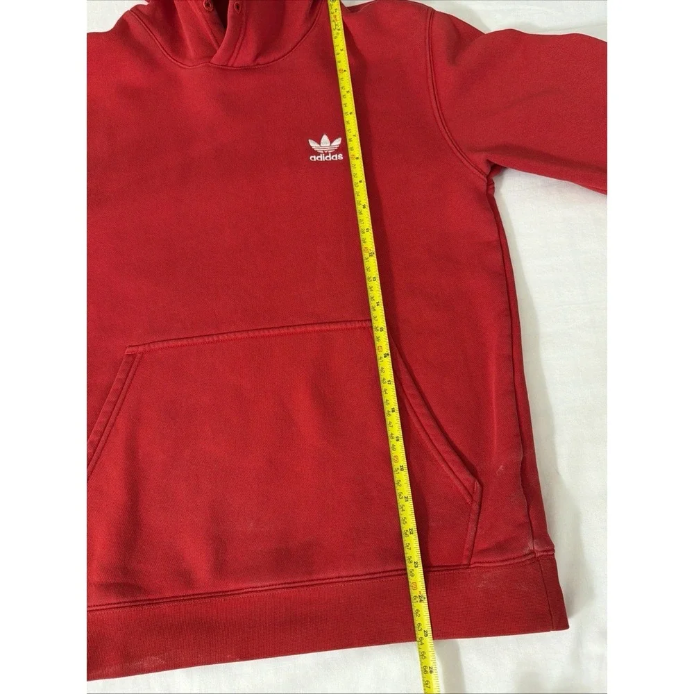 Adidas Originals Hoodie Sweatshirt Mens Small Red Trefoil‎ Logo Fleece Pullover